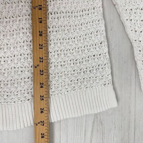Talbots Sweater Women Size XL Open Stitch Johnny Collar Pullover White Cotton - Picture 13 of 15